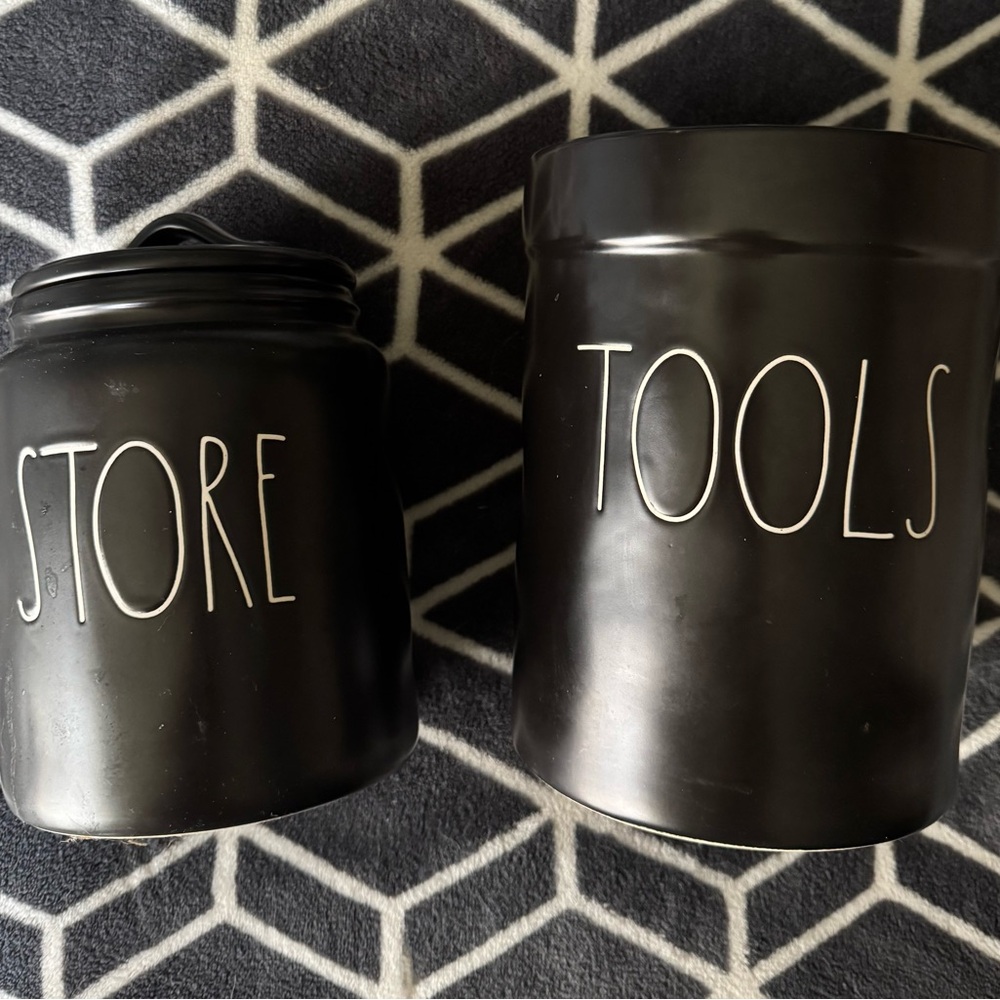 Rae Dunn Black Storage Canisters